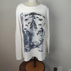 Margittes White Top with Black Logo Tag